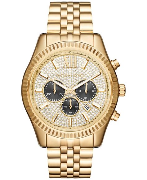 michael kors lexington chronograph men's watch mk8494|oversized lexington gold tone watch.